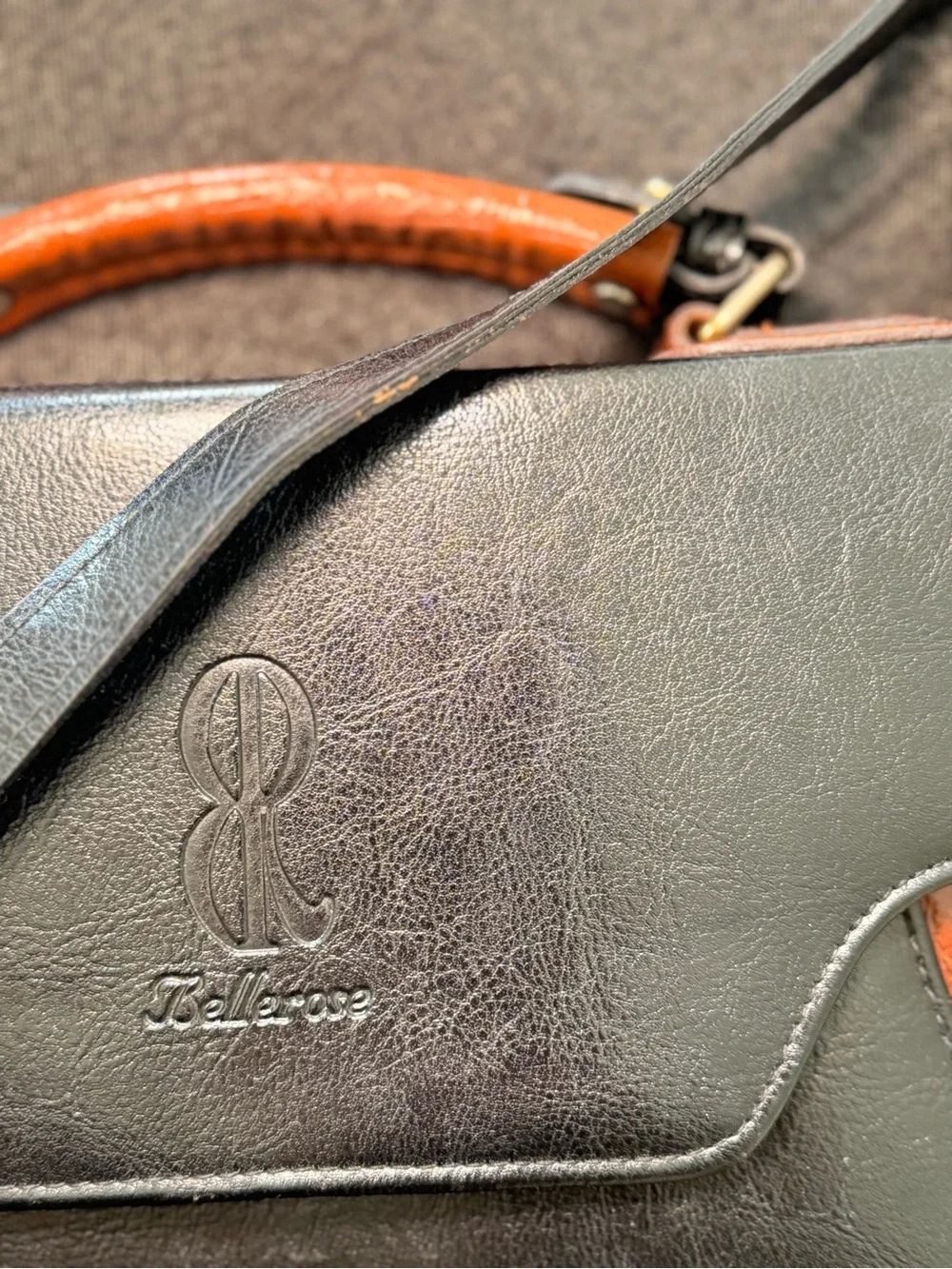 Bellerose Two-Tone Black & Brown Leather Briefcase